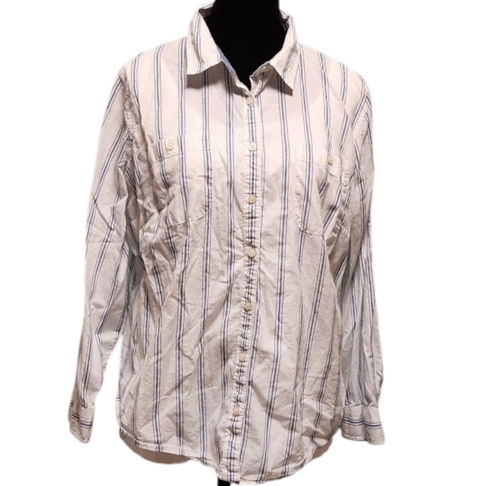 St. John's Bay - PXXL white/blue long sleeve